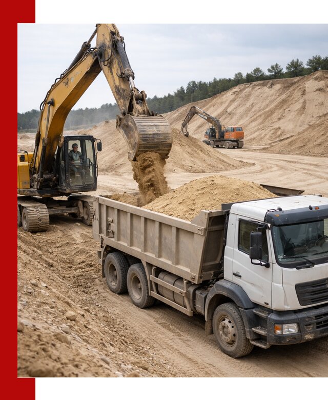 Доставка карьерного песка с самосвалами и разгрузкой в Ярцеве