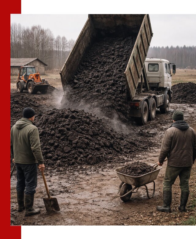 Доставка низинного торфа с разгрузкой и доставкой в Ярцеве