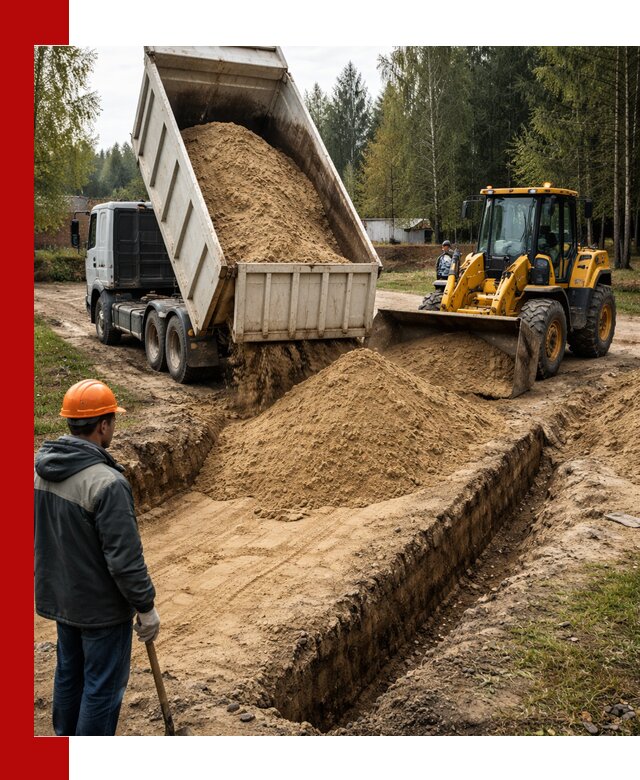 Доставка песчаного грунта в Ярцеве для строительных работ
