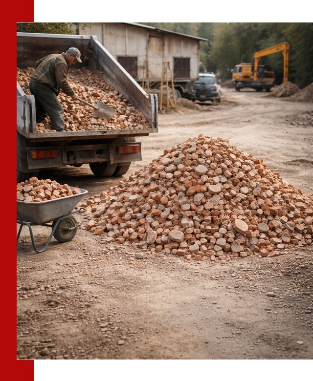 Доставка и подушка из боя кирпича с разгрузкой в Ярцеве