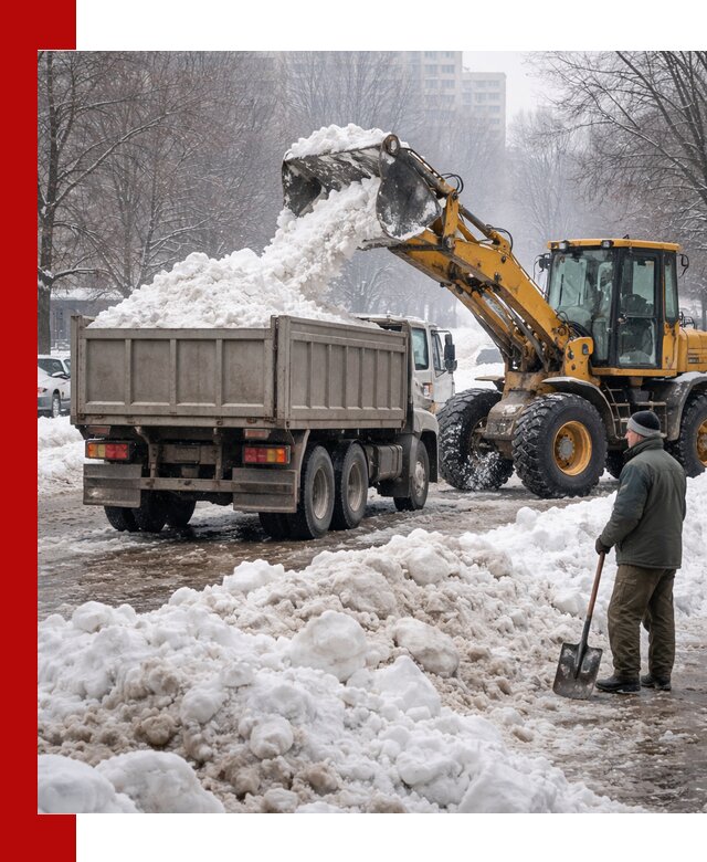 Вывоз снега грузовой техникой в Ярцеве оперативно и чисто