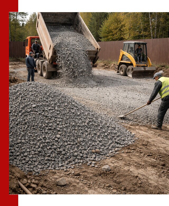 Отсыпка участка щебнем с доставкой и уплотнением в Ярцеве