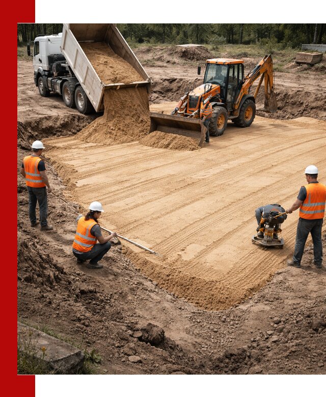 Устройство песчаной подушки для фундаментов и дорог в Ярцеве